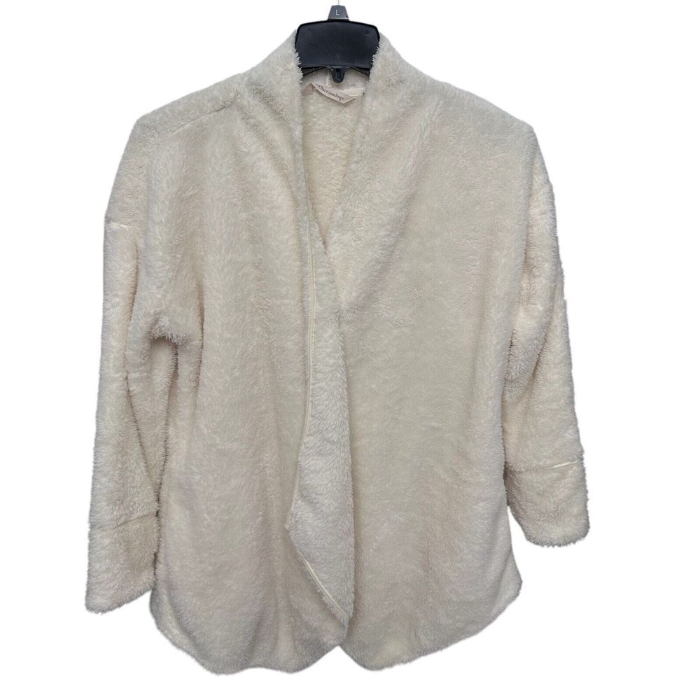 Soft Surroundings Sherpa Cream Fleece Oversized Wrap Cardigan Size‎ L